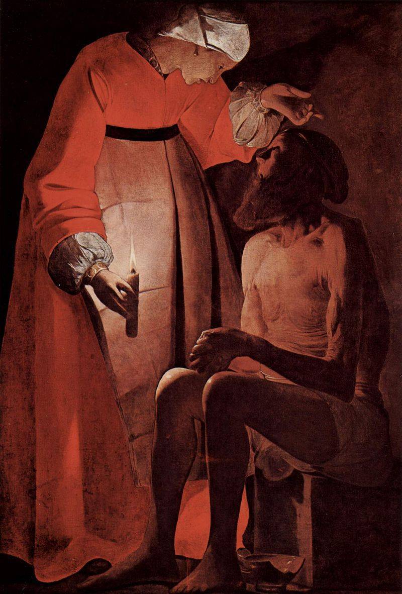 Job mocked by his wife by Georges de La Tour at the Musée d'Art ancien et contemporain